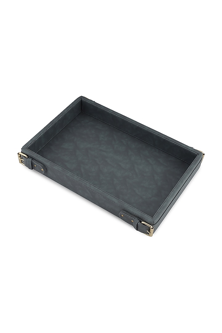 Steel Grey Vegan Leather Clasped Tray by NADORA at Pernia's Pop Up Shop