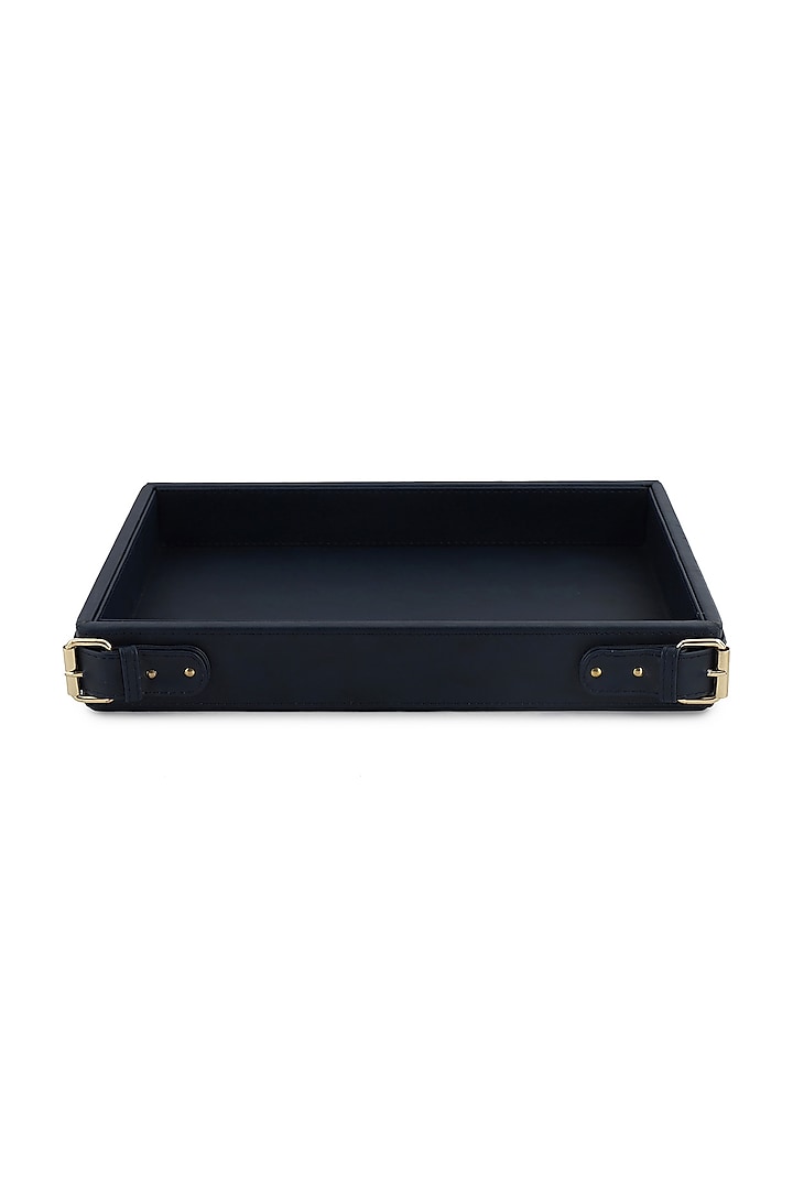 Navy Blue Vegan Leather Clasped Tray by NADORA