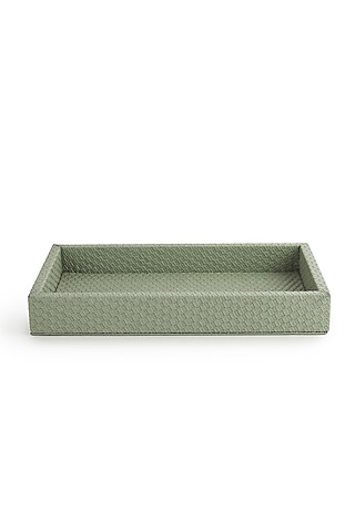 Sage Green Vegan Leather Interlaced Napkin Tray by NADORA