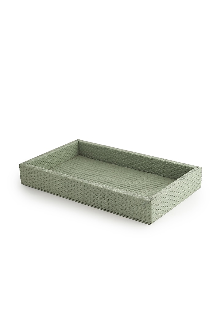 Sage Green Vegan Leather Interlaced Napkin Tray by NADORA at Pernia's Pop Up Shop