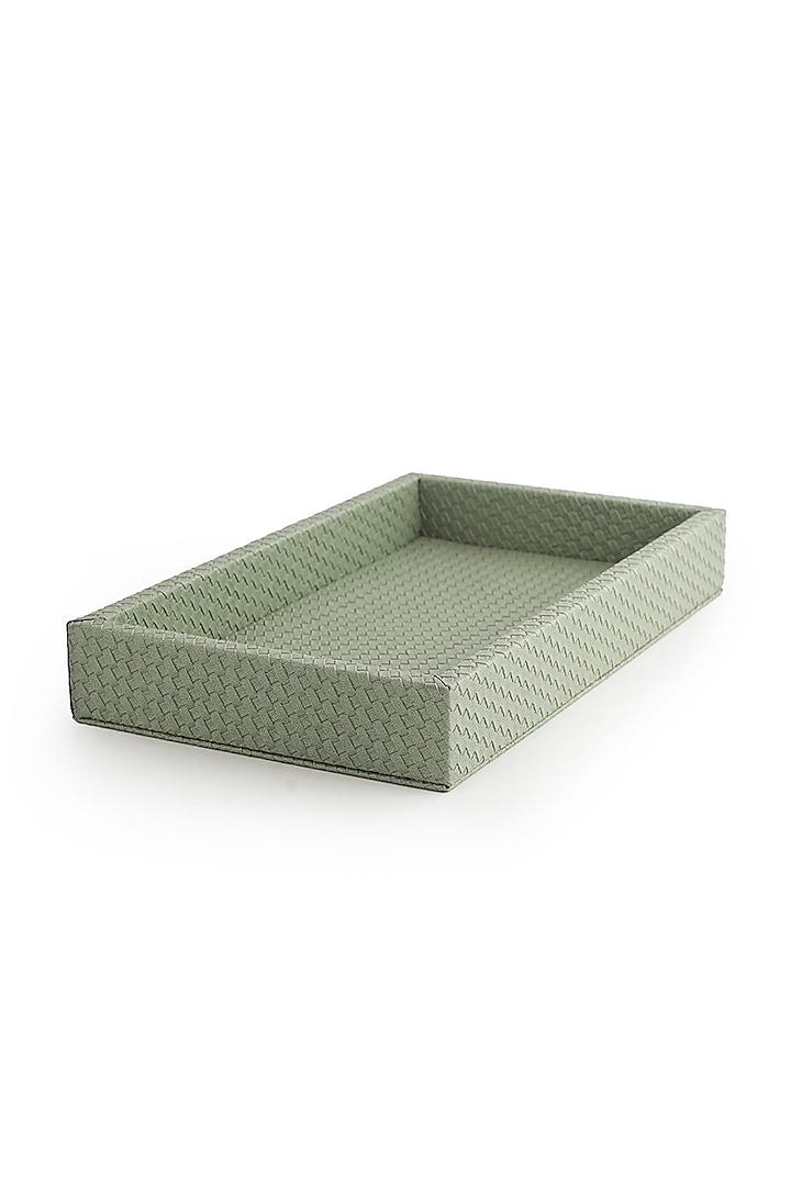 Sage Green Vegan Leather Interlaced Napkin Tray by NADORA at Pernia's Pop Up Shop