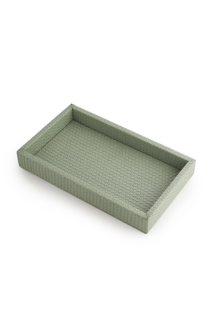 Sage Green Vegan Leather Interlaced Napkin Tray by NADORA at Pernia's Pop Up Shop
