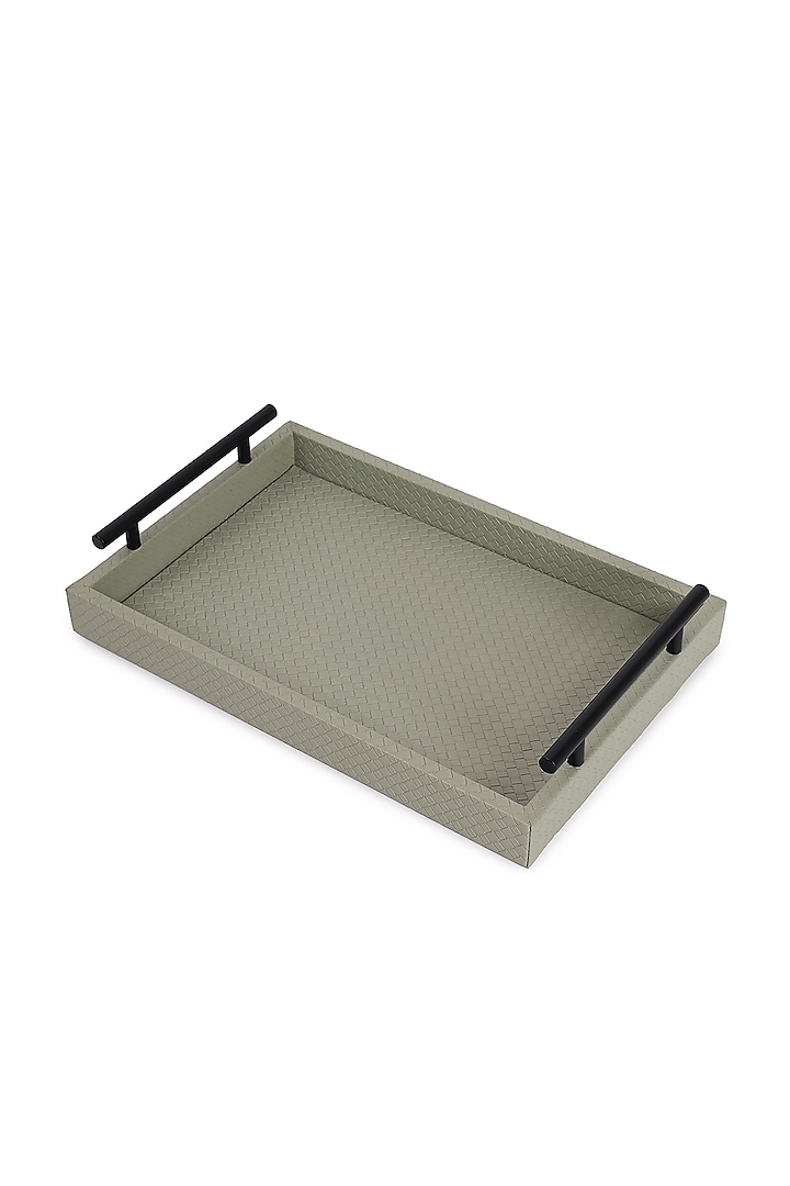 Sage Green Vegan Leather Interlaced Tray by NADORA at Pernia's Pop Up Shop