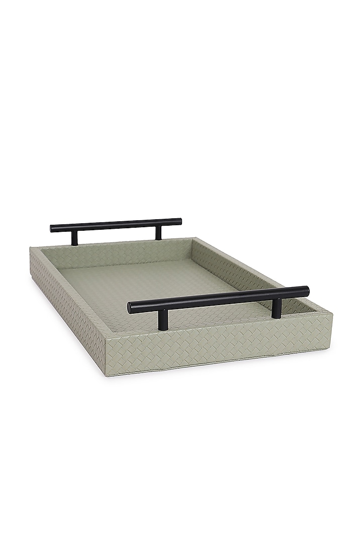 Sage Green Vegan Leather Interlaced Tray by NADORA at Pernia's Pop Up Shop