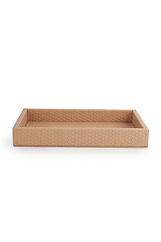 Nude Pink Vegan Leather Interlaced Napkin Tray by NADORA
