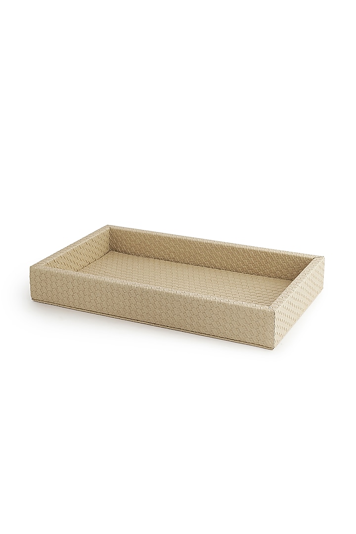 Beige Vegan Leather Interlaced Napkin Tray by NADORA at Pernia's Pop Up Shop