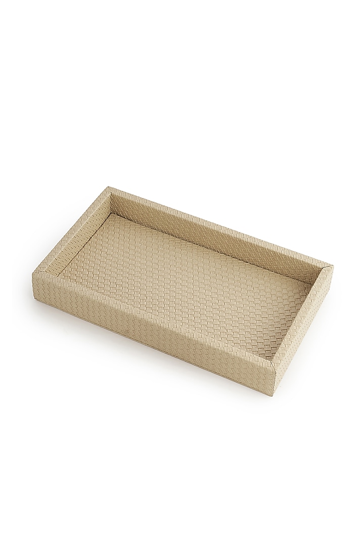 Beige Vegan Leather Interlaced Napkin Tray by NADORA at Pernia's Pop Up Shop