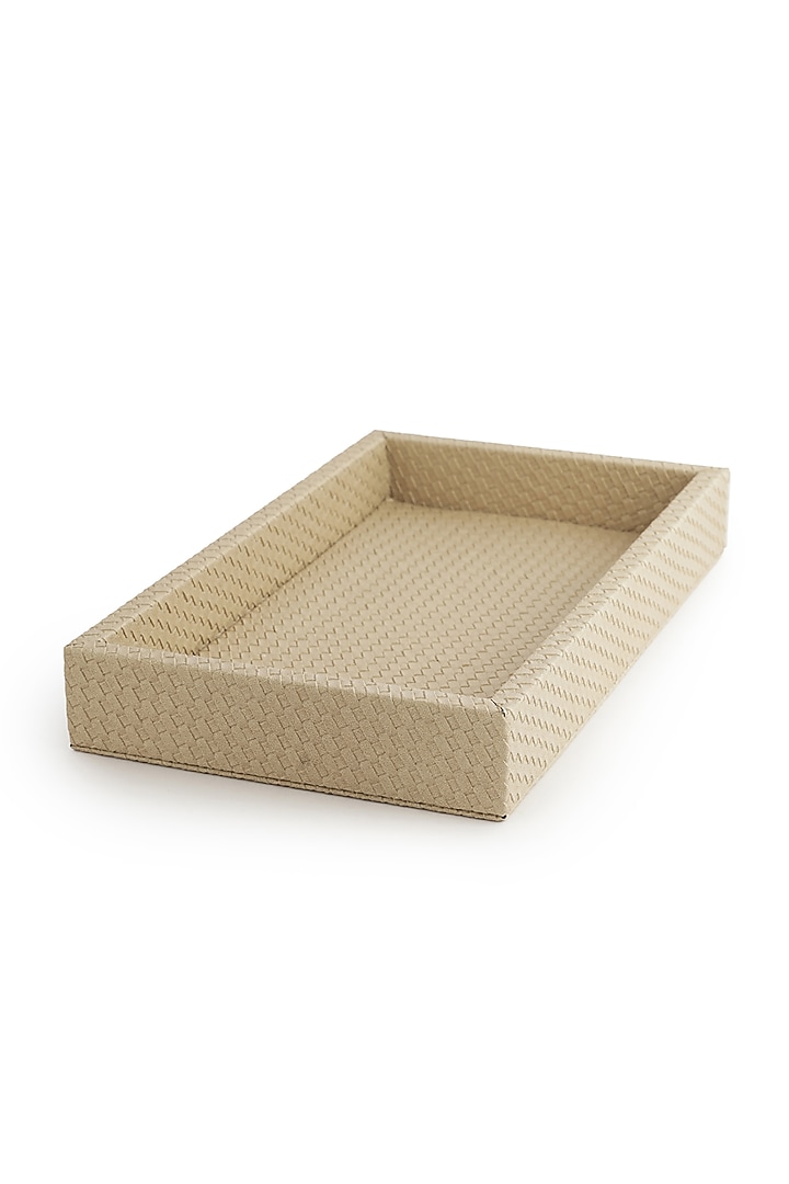 Beige Vegan Leather Interlaced Napkin Tray by NADORA at Pernia's Pop Up Shop
