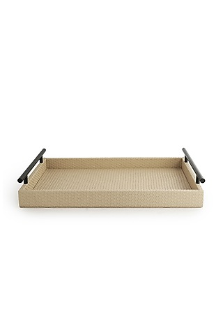 Beige Vegan Leather Interlaced Tray by NADORA