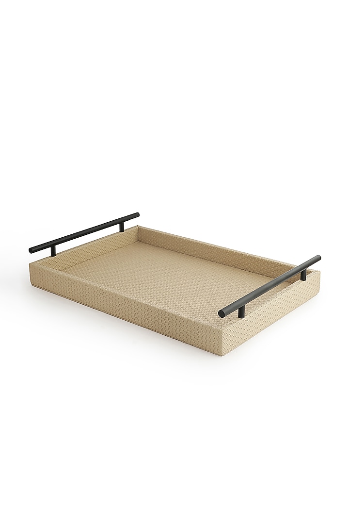 Beige Vegan Leather Interlaced Tray by NADORA at Pernia's Pop Up Shop