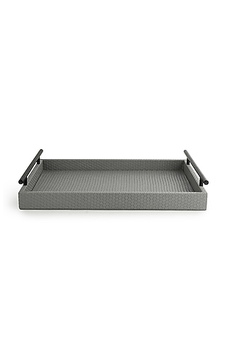 Dark Grey Vegan Leather Interlaced Tray by NADORA
