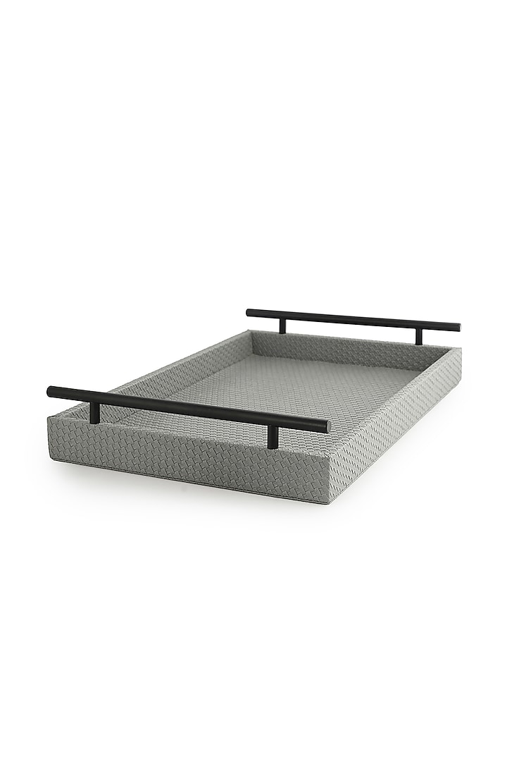 Dark Grey Vegan Leather Interlaced Tray by NADORA at Pernia's Pop Up Shop
