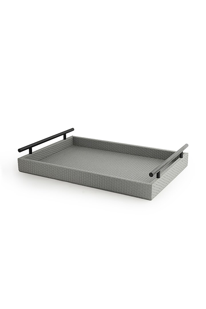 Dark Grey Vegan Leather Interlaced Tray by NADORA at Pernia's Pop Up Shop
