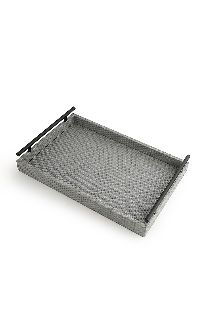 Dark Grey Vegan Leather Interlaced Tray by NADORA at Pernia's Pop Up Shop