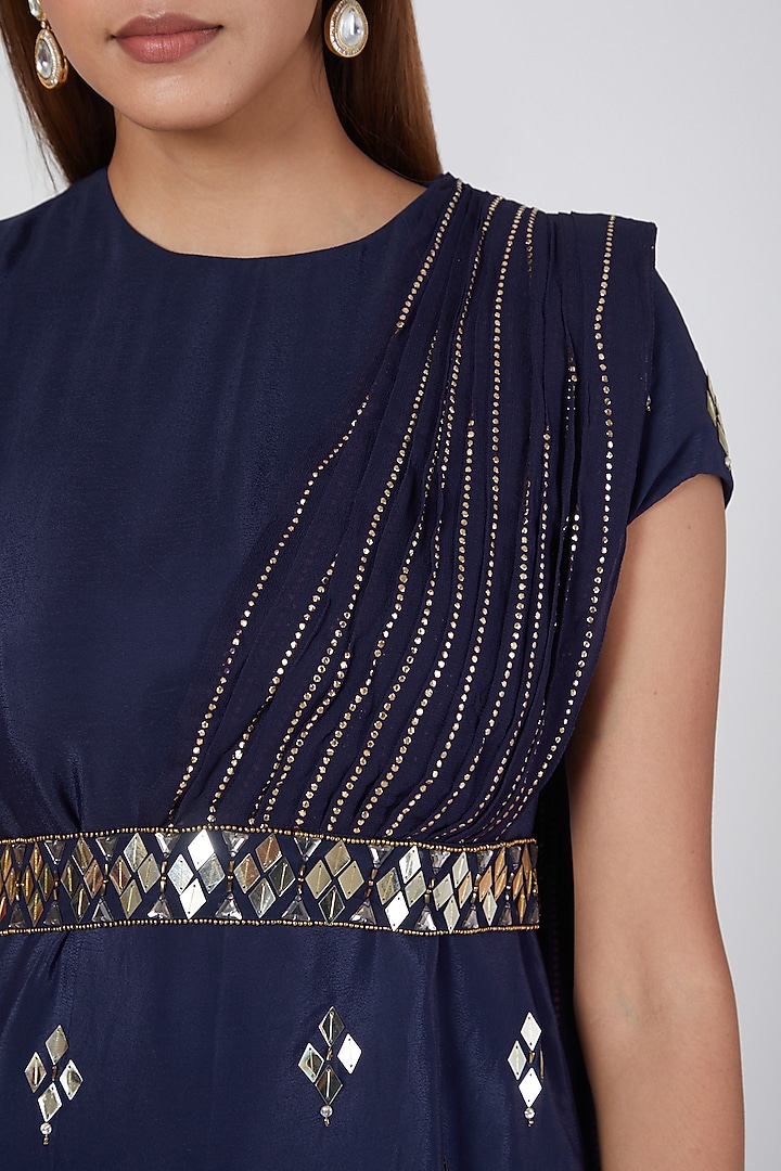 Cobalt Blue Embroidered Wedding Sharara Set by Nidhika Shekhar at Pernia's Pop Up Shop