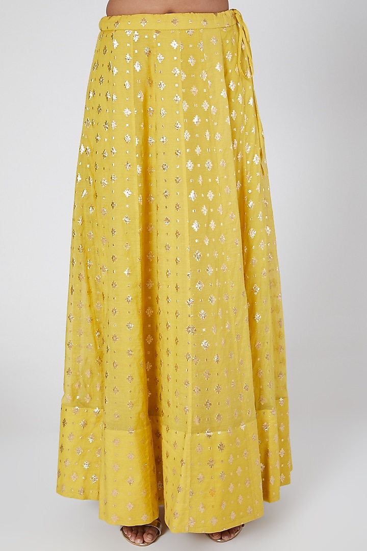 Yellow Embroidered Wedding Lehenga Set With Belt by Nidhika Shekhar at Pernia's Pop Up Shop