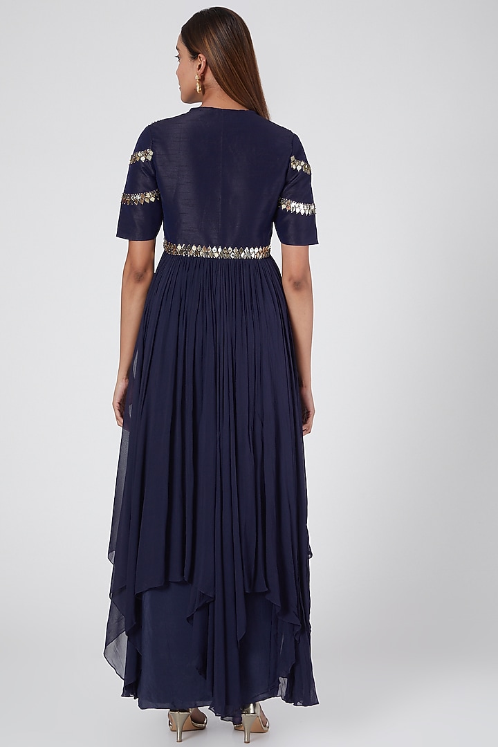 Cobalt Blue Embroidered Skirt Set by Nidhika Shekhar at Pernia's Pop Up Shop