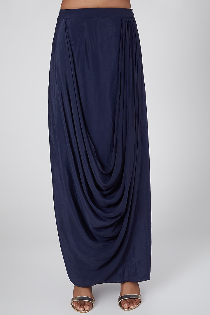 Cobalt Blue Embroidered Skirt Set by Nidhika Shekhar at Pernia's Pop Up Shop