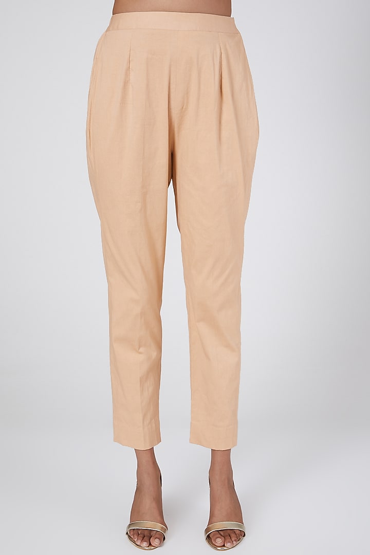 Peach Embroidered Kaftan With Pants by Nidhika Shekhar at Pernia's Pop Up Shop