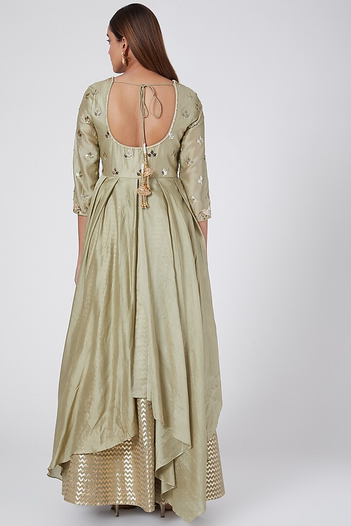 Olive Green Embroidered Skirt Set by Nidhika Shekhar at Pernia's Pop Up Shop