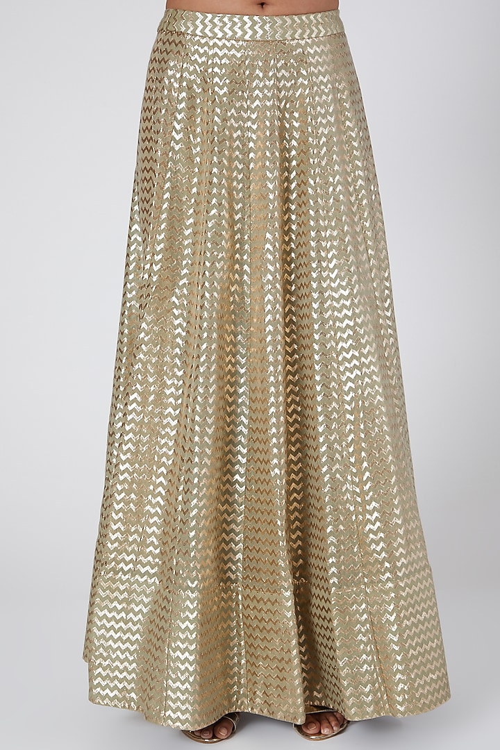 Olive Green Embroidered Skirt Set by Nidhika Shekhar at Pernia's Pop Up Shop