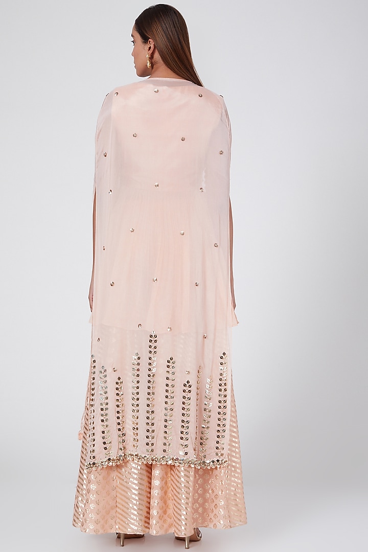 Peach Embroidered Wedding Sharara Set by Nidhika Shekhar at Pernia's Pop Up Shop