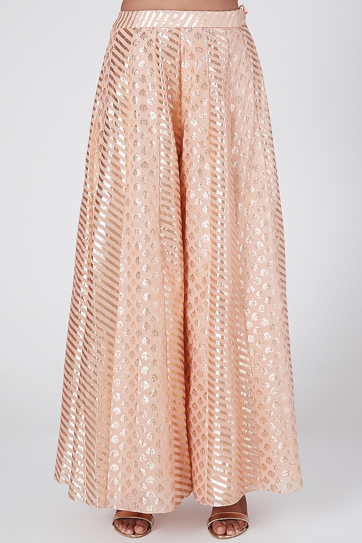 Peach Embroidered Wedding Sharara Set by Nidhika Shekhar at Pernia's Pop Up Shop