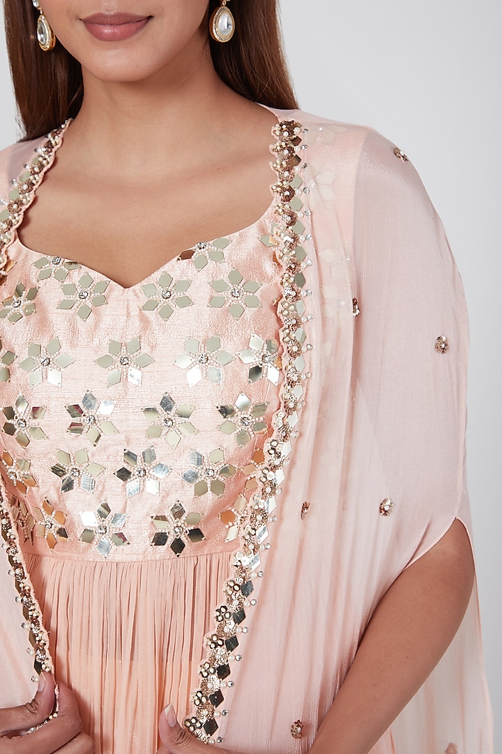 Peach Embroidered Wedding Sharara Set by Nidhika Shekhar at Pernia's Pop Up Shop