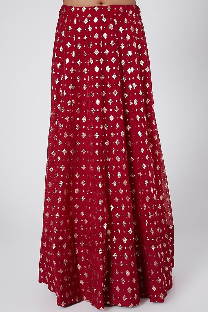 Red Georgette Zardosi Embroidered Kurta Set by Nidhika Shekhar at Pernia's Pop Up Shop