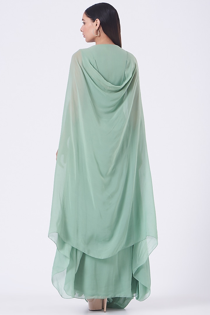 Mint Green Embellished Draped Party Wear Gown by Nidhika Shekhar at Pernia's Pop Up Shop