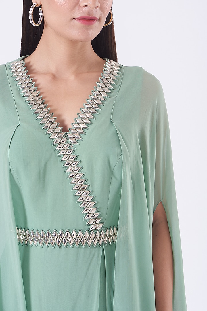 Mint Green Embellished Draped Party Wear Gown by Nidhika Shekhar at Pernia's Pop Up Shop