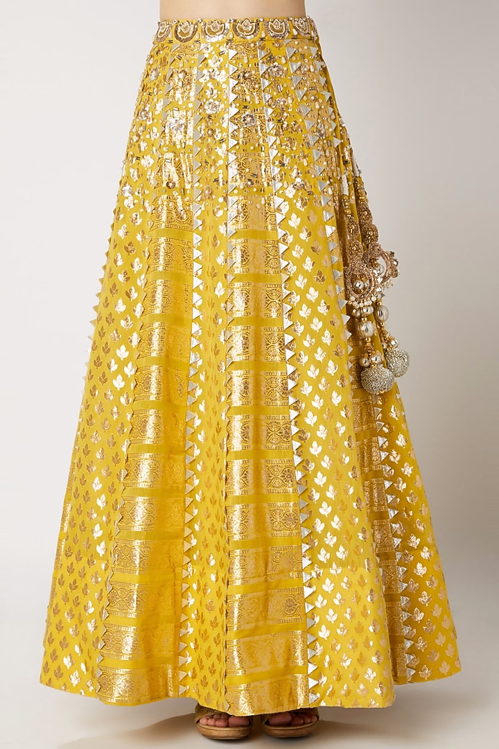 Yellow Chanderi Wedding Lehenga Set by Nidhika Shekhar at Pernia's Pop Up Shop
