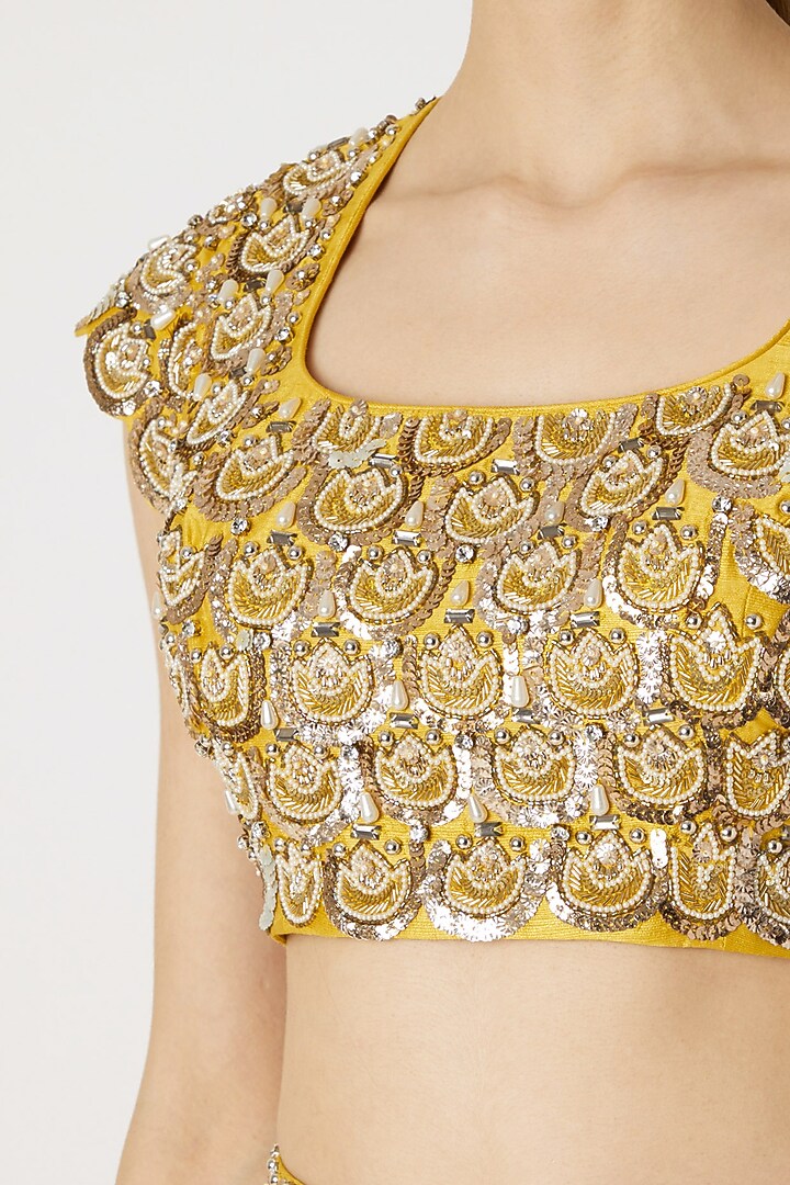 Yellow Chanderi Wedding Lehenga Set by Nidhika Shekhar at Pernia's Pop Up Shop