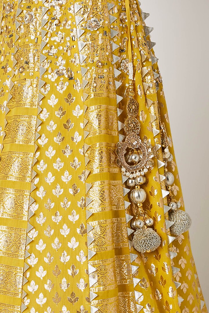 Yellow Chanderi Wedding Lehenga Set by Nidhika Shekhar at Pernia's Pop Up Shop