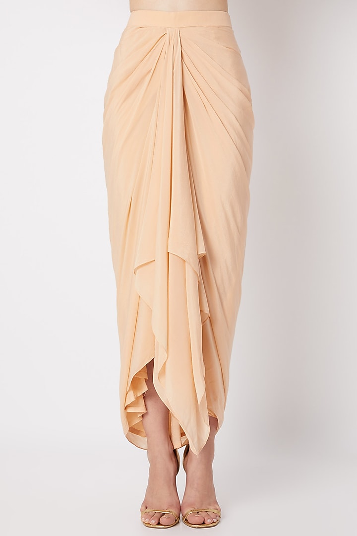 Peach Draped Skirt Set by Nidhika Shekhar at Pernia's Pop Up Shop