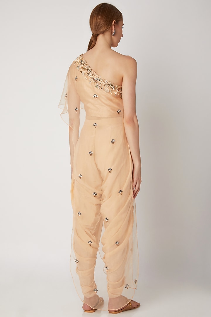 Peach Embroidered Dhoti Set by Nidhika Shekhar at Pernia's Pop Up Shop