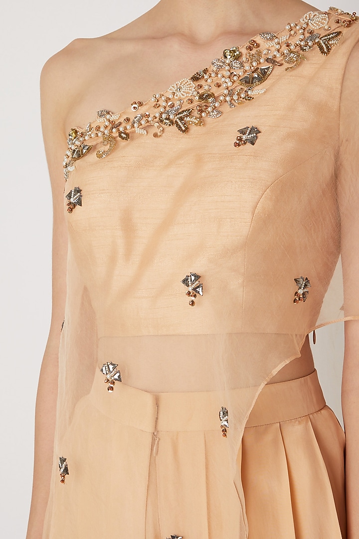 Peach Embroidered Dhoti Set by Nidhika Shekhar at Pernia's Pop Up Shop