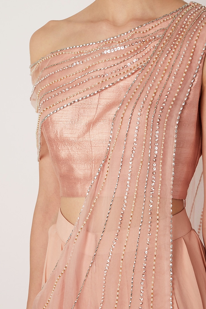 Blush Pink Embroidered Dhoti Set by Nidhika Shekhar at Pernia's Pop Up Shop