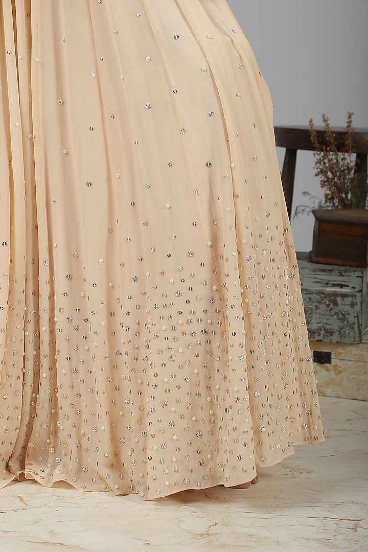 Peach Draped Engagement Gown by Nidhika Shekhar at Pernia's Pop Up Shop