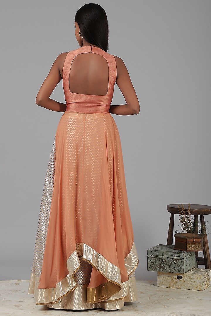 Coral Embroidered Wedding Lehenga Set by Nidhika Shekhar at Pernia's Pop Up Shop