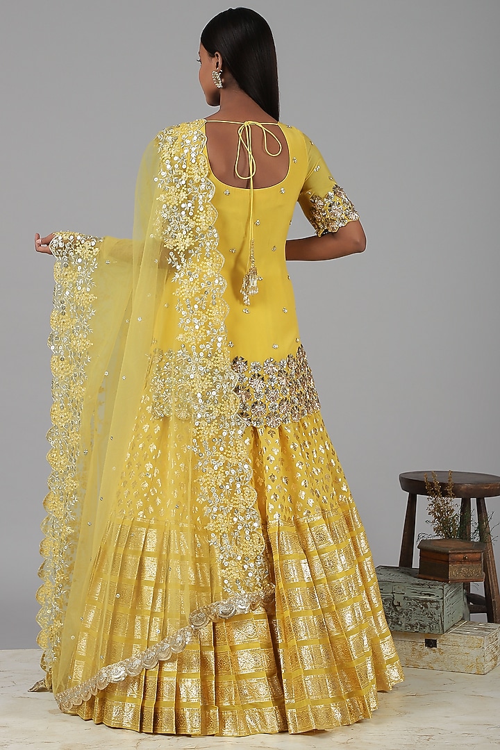 Yellow Embroidered Wedding Lehenga Set by Nidhika Shekhar at Pernia's Pop Up Shop