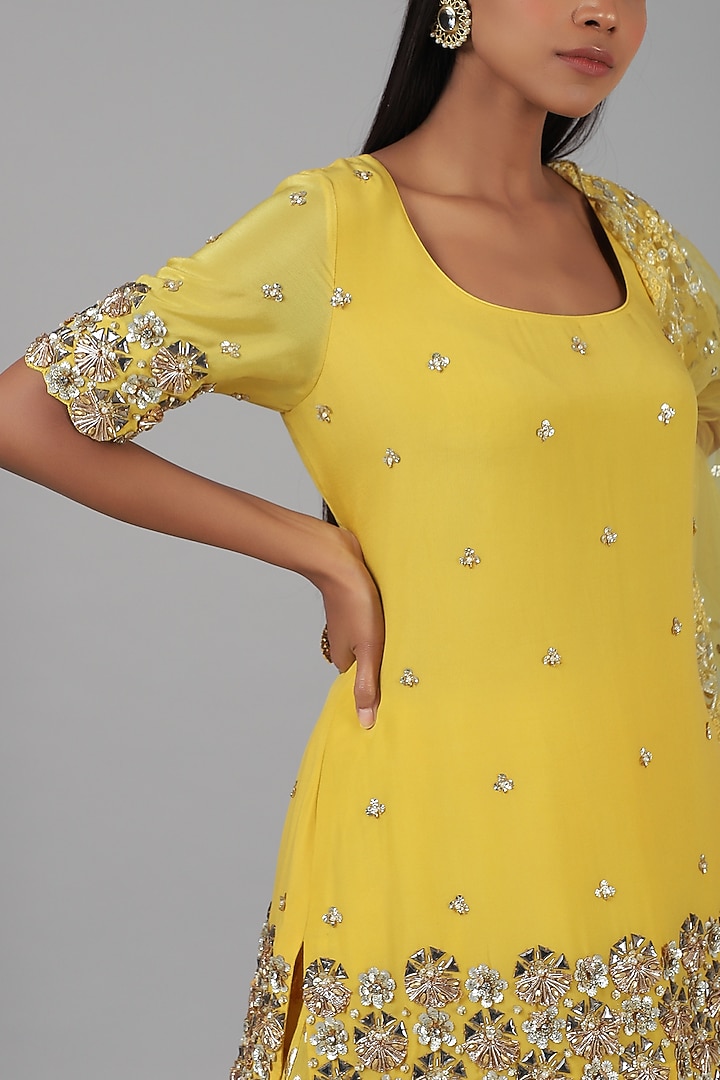 Yellow Embroidered Wedding Lehenga Set by Nidhika Shekhar at Pernia's Pop Up Shop