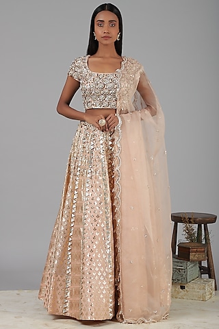 Pink Embroidered Lehenga Set by Nidhika Shekhar