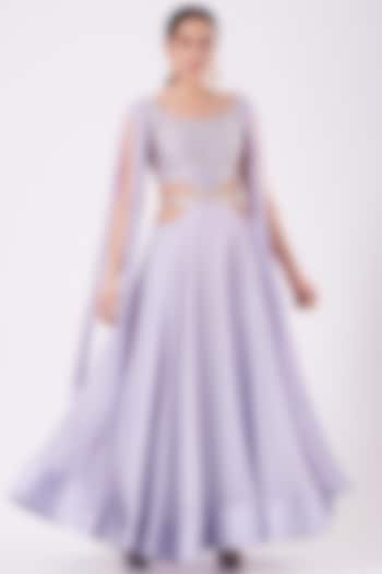 Lilac Hand Embroidered Handcrafted Cut-Out Gown by Nidhika Shekhar