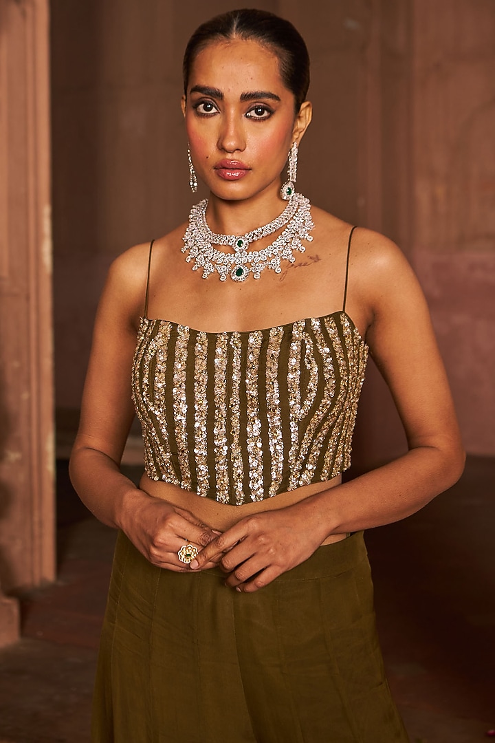 Copper Organza Embroidered Wedding Sharara Set by Nidhika Shekhar at Pernia's Pop Up Shop