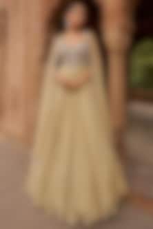 slim fit dress slacks South Indian special golden gown – designerstore99.online main image 0