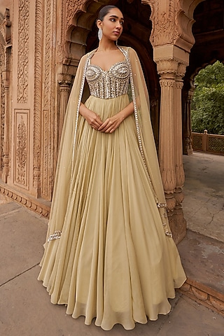 golden net dress design Elegant Evening Dress Woven with Delicate Gold Threads XL main image 0
