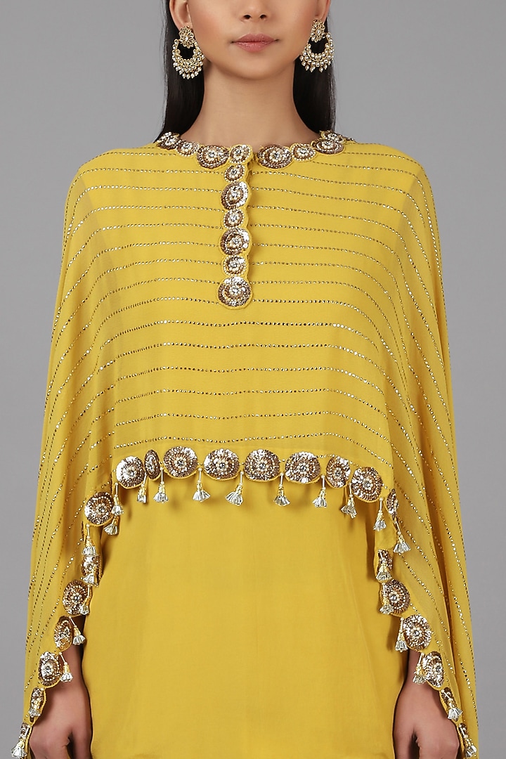Yellow Embroidered Wedding Sharara Set by Nidhika Shekhar at Pernia's Pop Up Shop