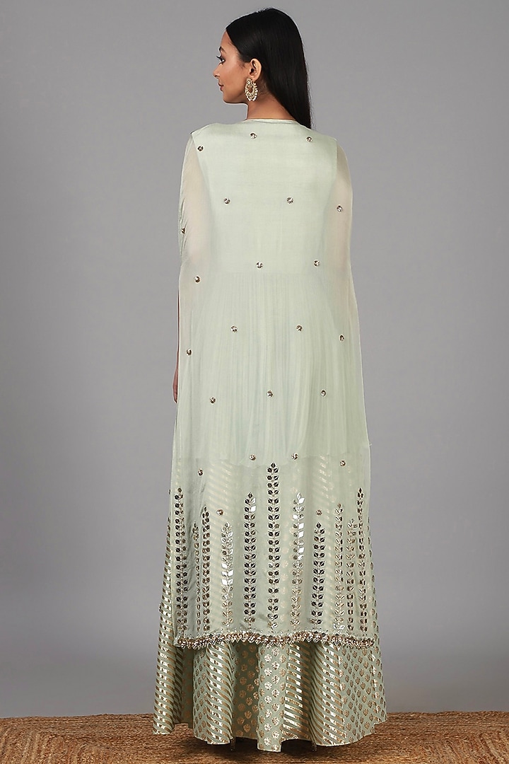 Muted Green Embroidered Wedding Sharara Set by Nidhika Shekhar at Pernia's Pop Up Shop