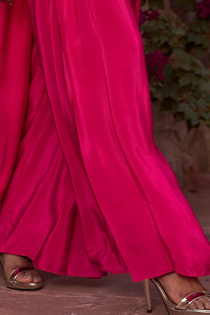 Hot Pink Crepe Wedding Sharara Set by Nidhika Shekhar at Pernia's Pop Up Shop